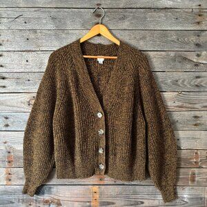 A New Day Black & Brown Chunky Knit Grandpa Cardigan - Size M